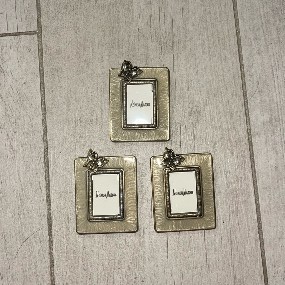 Jay Strongwater for Neiman Marcus - 3 Small Picture Frames Clip-on-w/Butterfly